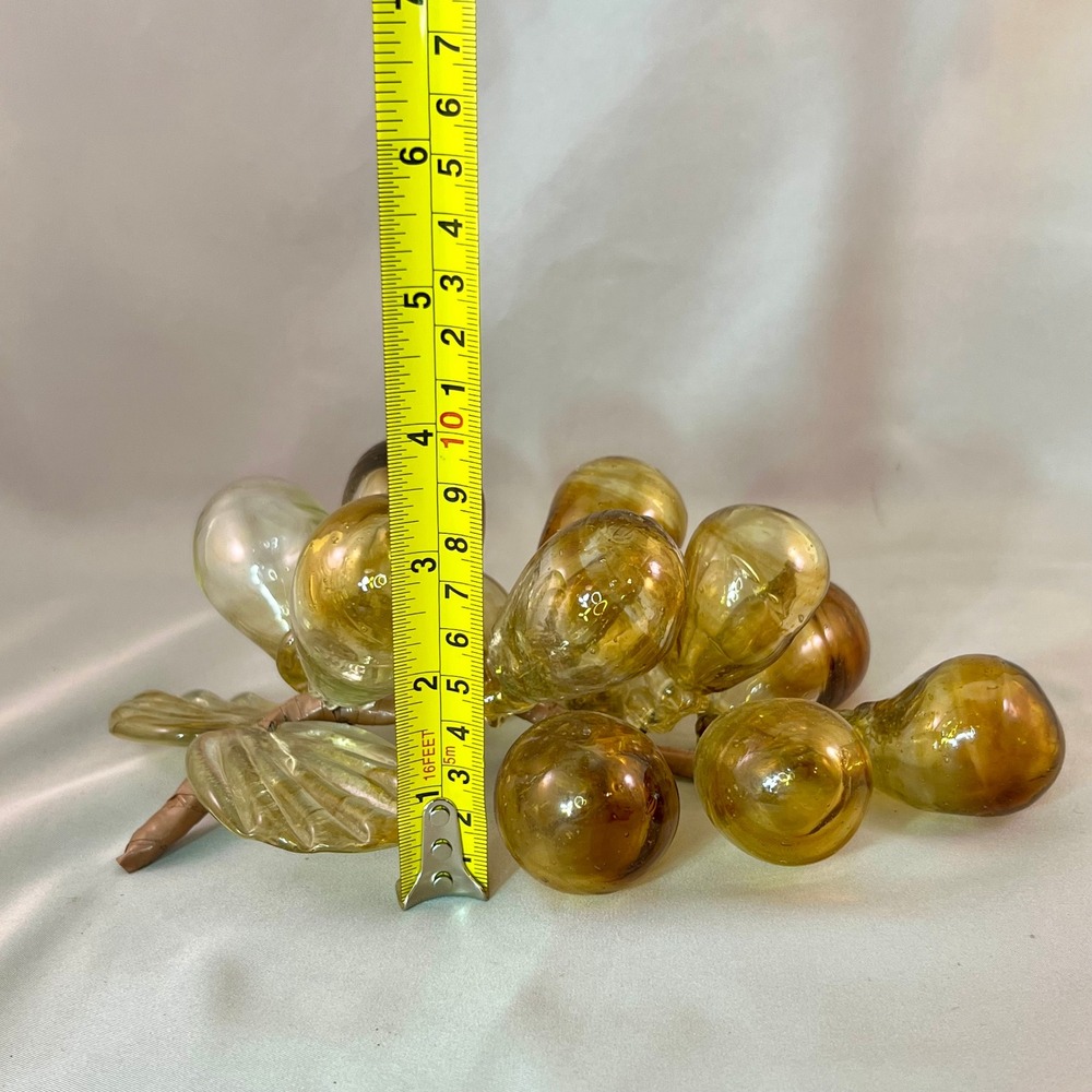 Vintage Blown Glass Grapes Cluster Amber Gold MCM Decor Large Excellent - Picture 7 of 8